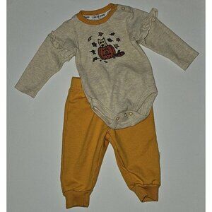 Life Is Good Halloween 2pc Outfit Shirt Pants Baby 3-6 Months Autumn Fall Leaves